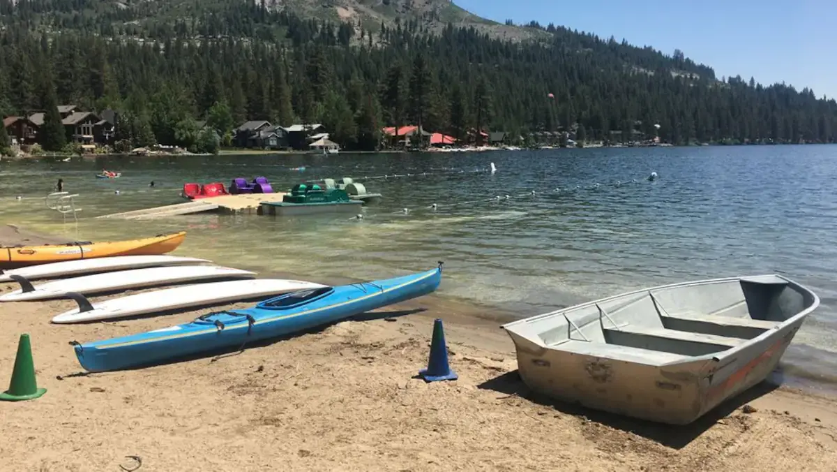 Kayaks at West End Beach, Donner Lake